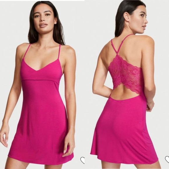 Victoria's Secret Other - VICTORIA’S SECRET Modal Lace Racerback Mini Slip SZ M NEW!!!